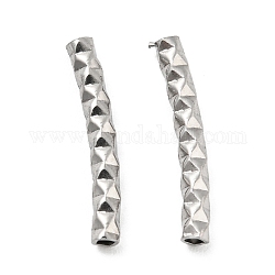 Perlas de tubo de 304 acero inoxidable, Corte de diamante, tubo curvado, color acero inoxidable, 15x2mm, agujero: 1 mm