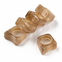 Resin Finger Rings, Imitation Gemstone, Goldenrod, US Size 6 3/4(17.1mm)