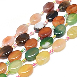 Fili di perline di agata naturale / agata a strisce, tinti e riscaldato, ovale, colore misto, 23~26x16~19x5~10mm, Foro: 1.6 mm, circa 12~13pcs/filo, 15.4 pollice (39 cm)