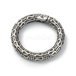 Anillos de puerta de resorte de acero inoxidable quirúrgico estilo tibetano 316, anillo redondo texturizado con motivo de serpiente, plata antigua, 19.3x3.3mm