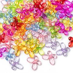 Perles en acrylique transparente, facette, papillon, couleur mixte, 17x13x5mm, Trou: 2mm, environ 950 pcs/500 g