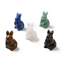 Dekorationen für Skulpturen aus natürlichen Edelsteinen, für den Homeoffice-Schreibtisch, Kaninchen, 38~39.5x24~25.5x21~22 mm