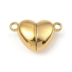 Chiusure di magentico in 304 acciaio inossidabile, cuore, oro, 10.5x17x6.5mm, Foro: 1.5 mm