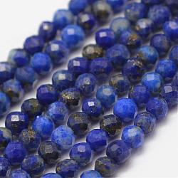 Abalorios de lapislázuli naturales hebras, facetados, redondo, 2mm, agujero: 0.5 mm, aproximamente 178 pcs / cadena, 15.3 pulgada (39 cm)