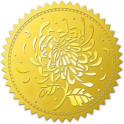 Pegatinas autoadhesivas en relieve de lámina de oro, etiqueta engomada de la decoración de la medalla, patrón de crisantemo, 5x5 cm
