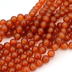 Perles en pierres gemme, cornaline naturelle, teinte, ronde, 10mm, trou: 1 mm environ 38 perle / Chapelet, 15.5 pouce