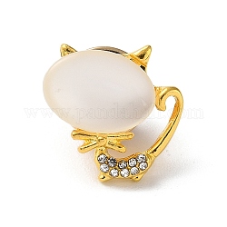 Distintivo del gatto, spille di strass in lega di zinco, con pochette cat eye e farfalla, per donne, oro, 17x17x6mm