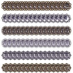 NBEADS Oval Pendant Tray with Cabochons, 90 Pcs Silver and Bronze Mixed Alloy Pendant Settings for Necklace Jewellery Making