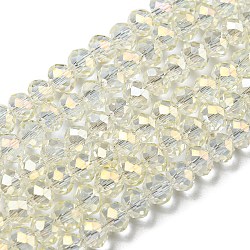 Chapelets de perles en verre transparent électrolytique, plein arc-en-plaqué, facette, rondelle, clair, 3.5x3mm, Trou: 0.4mm, Environ 123~127 pcs/chapelet, 13.7~14.1 pouce (35~36 cm)