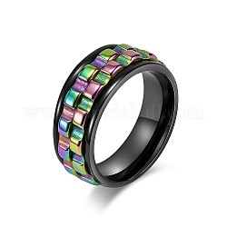 Шестерня из титановой стали, вращающееся кольцо на пальце, Кольцо-спиннер для успокоения беспокойства, медитации, Радуга цветов, размер США 10 (19.8 мм)