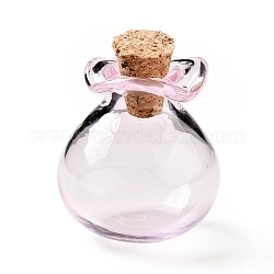 Adorno de botellas de corcho de vidrio con forma de bolsa de la suerte, vaso vacío deseando botellas, viales de diy para decoraciones colgantes, rosa perla, 2.5 cm