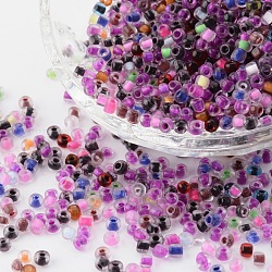Granos redondos de la semilla de cristal, agujero redondo, dentro de los colores, color mezclado, 8/0, 3mm, agujero: 0.8 mm, aproximamente 10000 unidades / bolsa