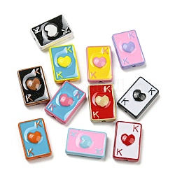 Perles d'émail en alliage, sans plomb et sans cadmium, carte à jouer, as de cœur, couleur mixte, 15x10x4.5mm, Trou: 1.6mm