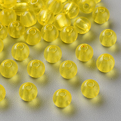 Perles en acrylique transparente, ronde, jaune, 6x5mm, Trou: 1.8mm, environ 4400 pcs/500 g
