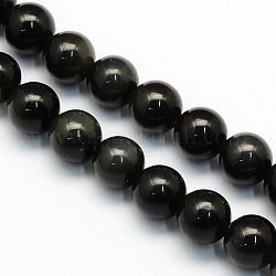 Natürlichen Obsidian runden Perlen Stränge, Obsidian, 6.5 mm, Bohrung: 1 mm, ca. 63 Stk. / Strang, 15.5 Zoll