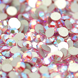 Vidrio de espalda plana Diamante de imitación, Grado A, espalda plateada, facetados, color de ab, semicírculo, rosa luz, ss16, 3.8~4.0mm, 1440 unidades / bolsa