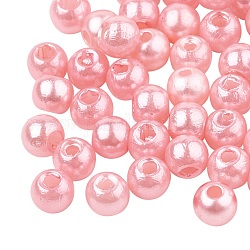 Пластиковые бусины abs, имитации жемчуга, круглые, розовые, 8x7.5 мм, отверстие : 1.5 мм, Около 760 шт / 200 г