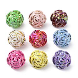 UV Plating Opeque Acrylic Beads, Metal Enlaced, Iridescent, Flower, Mixed Color, 17x15mm, Hole: 1.6mm