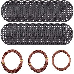 Набор для бонсай своими руками, с круглой прокладкой из пластиковой сетки и алюминиевой проволокой, чёрные, 1 мм / 1.5 мм / 2 мм, 10 м / рулон, 3roll / комплект
