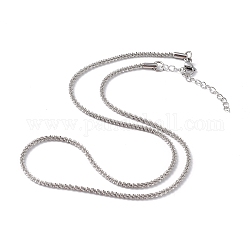 304 collier chaîne en corde d'os en acier inoxydable pour femme, couleur inoxydable, 18.15 pouce (46.1 cm), large: 2.3 mm