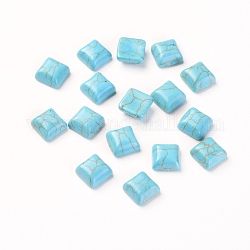 Cabochons turchese sintetico, tinto, quadrato, cielo blu profondo, 8x8x4mm