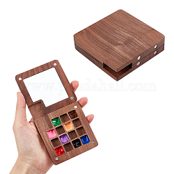 Boîte de palette de peintures à l'aquarelle en bois, avec 15 grilles, boîte de rangement de peinture, pour la peinture d'art peinture conteneur de stockage, avec fermoir magnétique, brun coco, 7.5x7.6x1.8 cm