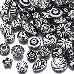 Ccb Kunststoff-Perlen, für diy Schmuck machen, Mischformen, Antik Silber Farbe, 7.5~19x7.5~14x3~8 mm, Bohrung: 1.2~3.5 mm