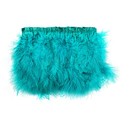 Coupe de franges de plumes de dinde, accessoires de costumes, teinte, turquoise moyen, 120~180 mm, environ 2 m / sac