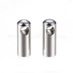 304 Stainless Steel Cord Ends, End Caps, Stainless Steel Color, 7.5x3mm, Hole: 1.2mm, Inner Diameter: 2.1mm
