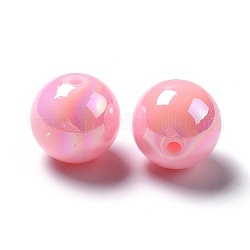 Perlas de acrílico de color sólido, color de ab chapado, redondo, rosa, 20mm, agujero: 2 mm, aproximamente 115 unidades / 500 g
