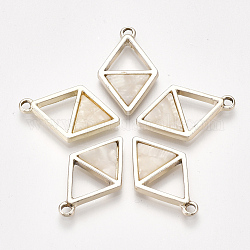 Cellulose Acetate(Resin) Pendants, with Alloy Findings, Rhombus, Light Gold, Linen, 24.5x14.5x2.5mm, Hole: 1.8mm