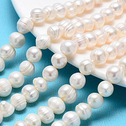Fili di perle di perle d'acqua dolce coltivate naturali, patata, bianco crema, 9~10mm, Foro: 0.8 mm, circa 41pcs/filo, 13.77 pollice~14.17 pollici