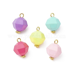 Alloy with Faceted Acrylic Beads Pendants, Mixed Color, 17x13x13mm, Hole: 2mm