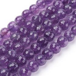 Natural Amethyst Beads Strands, Round, Faceted, Purple, 8mm, hole: 1mm, 23pcs/strand, 8 inch