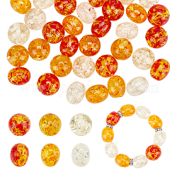 CHGCRAFT 48Pcs 6 Styles Resin Imitation Amber Beads, Round & Oval, Mixed Color, 19~19.5x15.5~19.5mm, Hole: 2~2.5mm, 8pcs/style