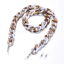 Brillenketten, Halsband für Brillen, mit Acryl Bordsteinketten, 304 Hummerkrallenverschlüsse aus Edelstahl und Gummischlaufenenden, Bräune, 30.7 Zoll (78 cm)