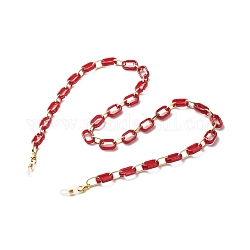Brillenketten, Halsband für Brillen, mit nachgemachten Büroklammerketten aus Acryl und Aluminium im Edelsteinstil, Alu-Hummerkrallenverschlüsse und Gummischlaufenenden, rot, 29.25 Zoll (74.3 cm)
