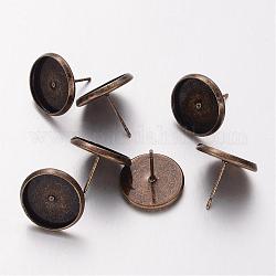 Messing Ohrsteckerr Ersatzteile, bleifrei und cadmiumfrei und nickelfrei, Antik Bronze, ca. 12 mm lang, 14 mm breit, Fach: 12 mm
