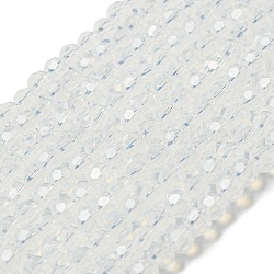 Supporti per perle di vetro imitazione giada, sfaccettato, tondo, chiaro, 3~3.5mm, Foro: 0.6 mm, circa 174~175pcs/filo, 21.18''~21.34'' (53.8~54.2 cm)