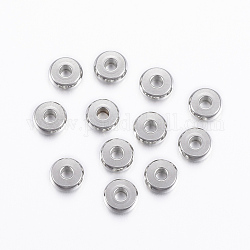 304 Edelstahl-Abstandhalter-Perlen, Flachrund, Edelstahl Farbe, 5x2 mm, Bohrung: 1.5 mm