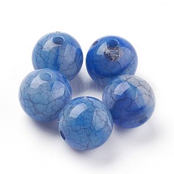 Perline acrilico crepato, perle di imitazione giada, tondo, blu, 11~11.5mm, foro: 2mm, circa 520pcs/500g