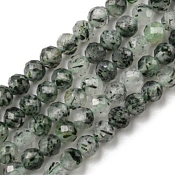 Verdes naturales abalorios de cuarzo rutilado hebras, aa grado, reronda facetas, 3mm, agujero: 0.6 mm, aproximamente 120 pcs / cadena, 15.67 pulgada (39.8 cm)