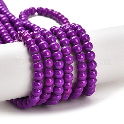 Painted Glass Bead Strands, Baking Paint, Round, Dark Violet, 6mm, Hole: 1.3~1.6mm, about 133pcs/strand, 31.4 inch