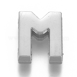 Charms silde in lega, lettera m, 12.5x11x4mm, Foro: 1.5x8 mm
