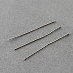 304 Stainless Steel Flat Head Pins, Stainless Steel Color, 25x0.7mm, 21 Gauge, Head: 1.5mm