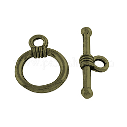 Tibetan Style Alloy Ring Toggle Clasps, Lead Free & Nickel Free, Antique Bronze, Ring:15x12x1.5mm, hole: 2mm, Bar: 20x 6.5x3mm, hole: 2mm, about 1010sets/1000g