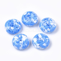Perles en résine, imitation de copeaux de pierres précieuses, plat rond, Dodger bleu, 26x10mm, Trou: 3mm
