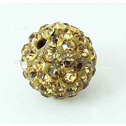 Abalorios de Diamante de imitación de arcilla polímero, Pave bolas de discoteca, Grado A, redondo, medio-perforado, cal, 10mm, agujero: 1 mm