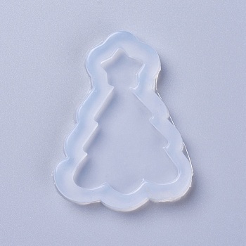 Christmas Food Grade Silicone Molds, Resin Casting Molds, For UV Resin, Epoxy Resin Jewelry Making, Christmas Tree, White, 58x45x7mm, Inner Diameter: 48x35mm