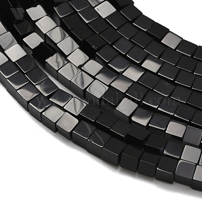 Бусины из натурального черного оникса G-Z110-J01-4x4mm-1